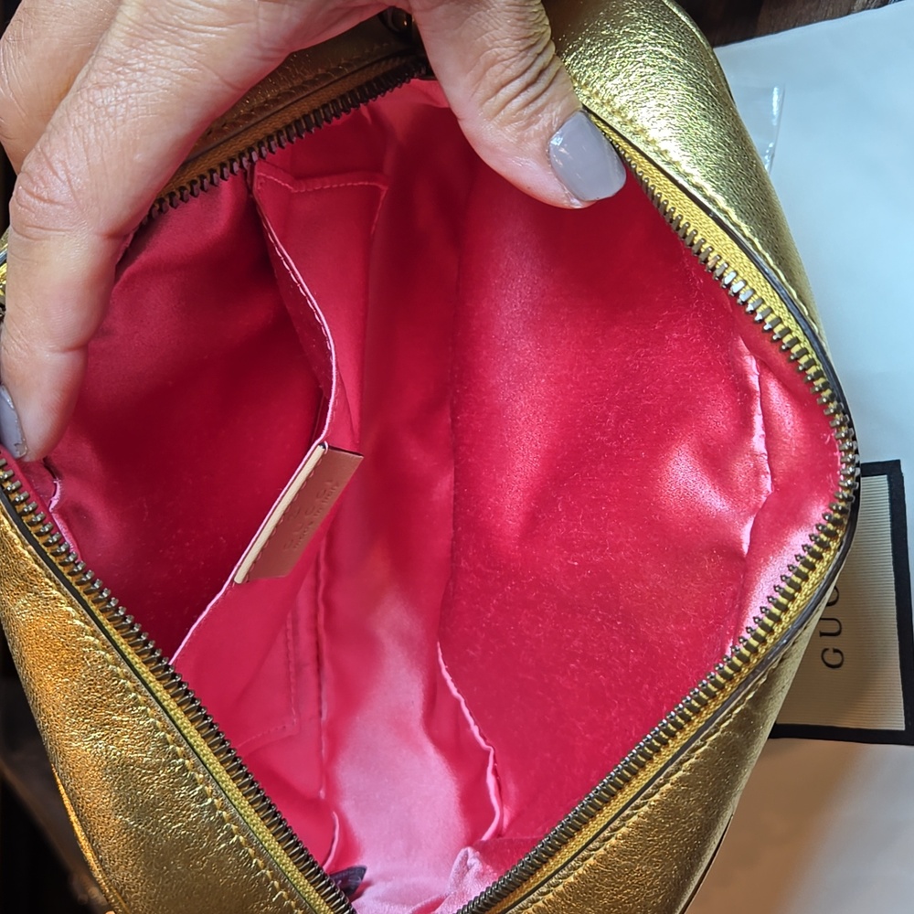 GUCCI Shoulder Bag GG Marmont Leather Faux Pearl Gold 447632  - COA Included - Picture 15 of 16